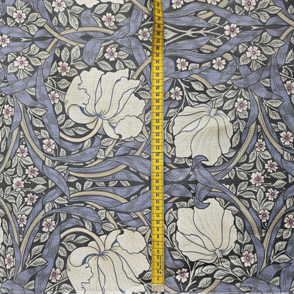 Floral linen fabric - William Morris Pimpernel blue - WM203A
