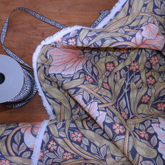 Floral linen fabric - William Morris Pimpernel colorful WM202A