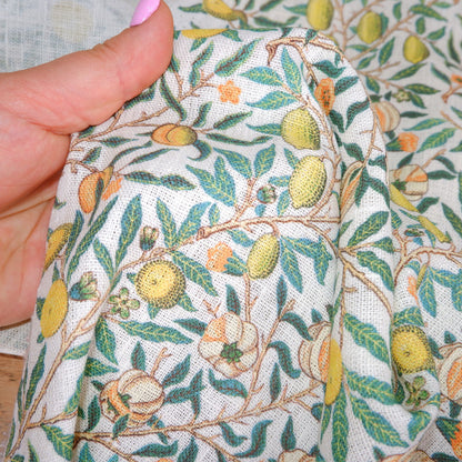 Floral linen fabric - William Morris Pomegranate WM204A