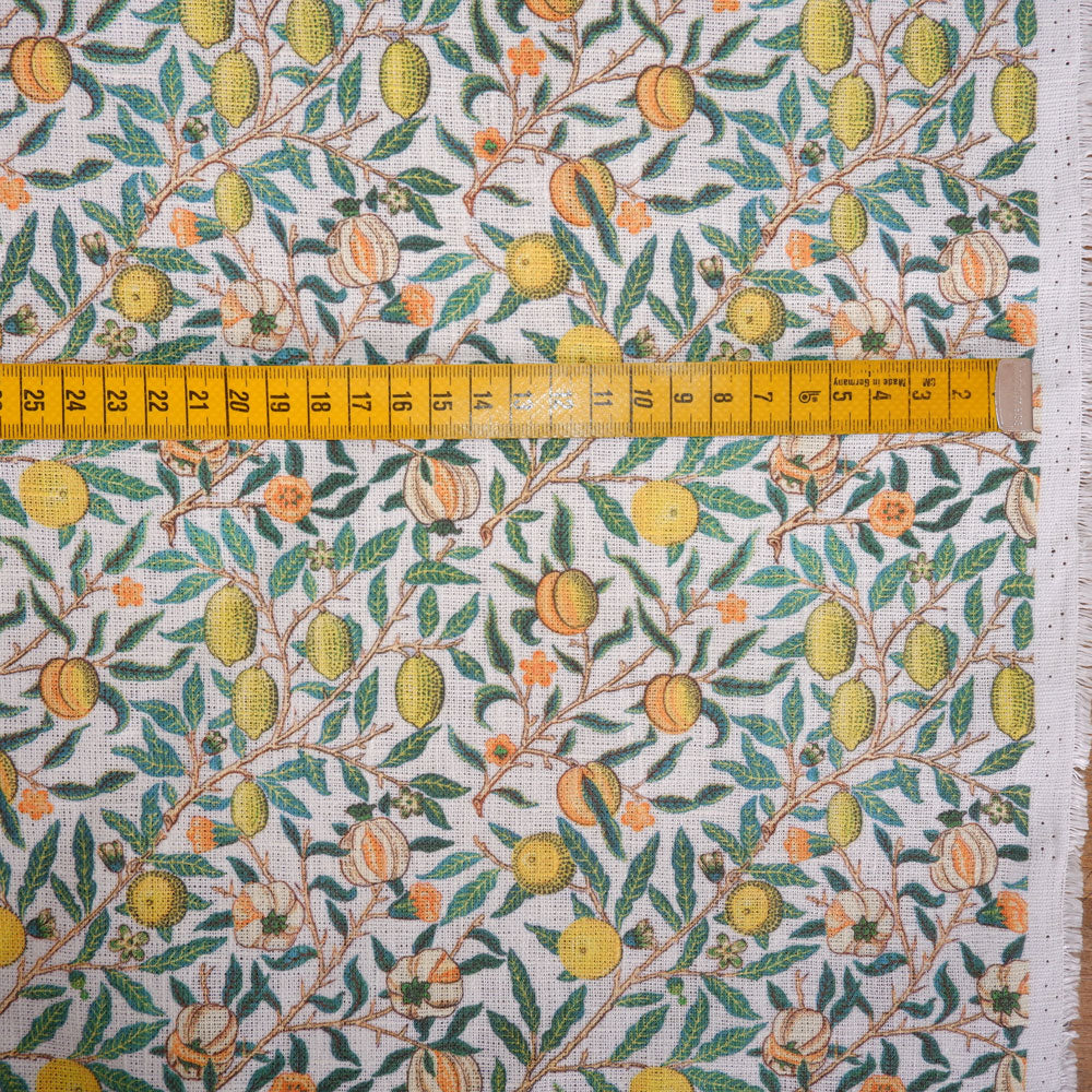 Floral linen fabric - William Morris Pomegranate WM204A