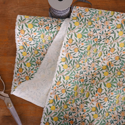 Floral linen fabric - William Morris Pomegranate WM204A