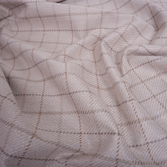Brown and white checks - Extra Heavy linen blend fabric - T024H