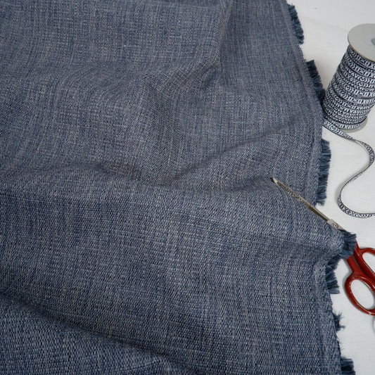 Blue and grey - Extra Heavy linen blend fabric - T025H