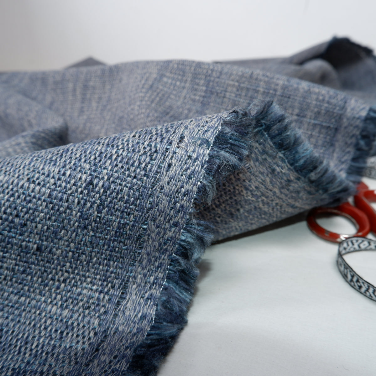 Blue and grey - Extra Heavy linen blend fabric - T025H