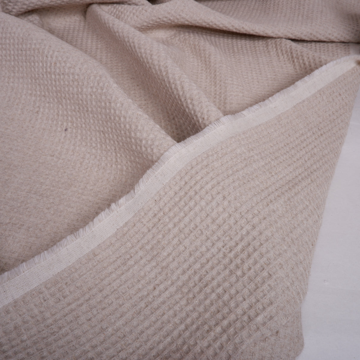 Sand - waffle weave - Linen cotton blend fabric - T023VA