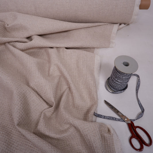 Sand - waffle weave - Linen cotton blend fabric - T023VA
