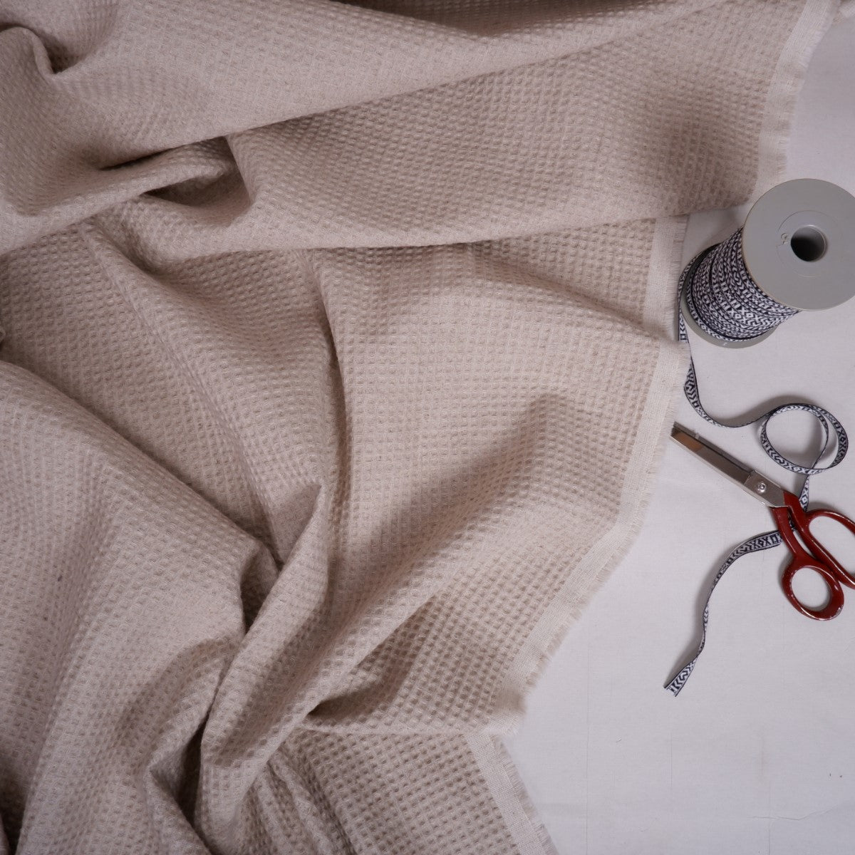 Sand - waffle weave - Linen cotton blend fabric - T023VA
