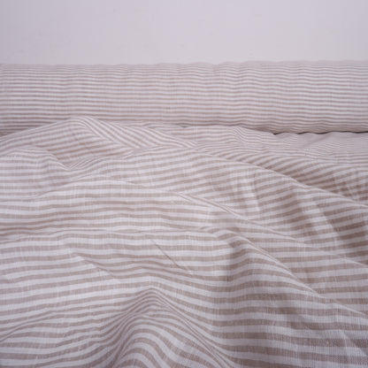255 cm WIDE - White natur stripes - linen fabric - T026M