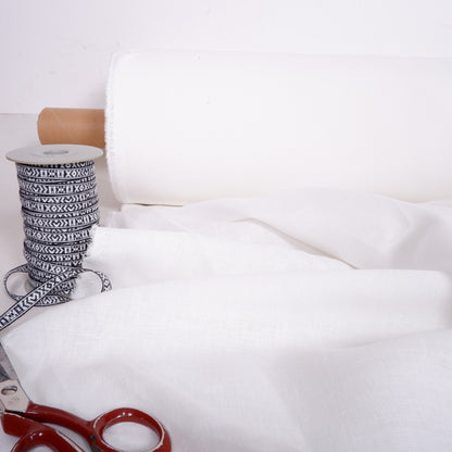 290 cm WIDE - White linen fabric - T028M