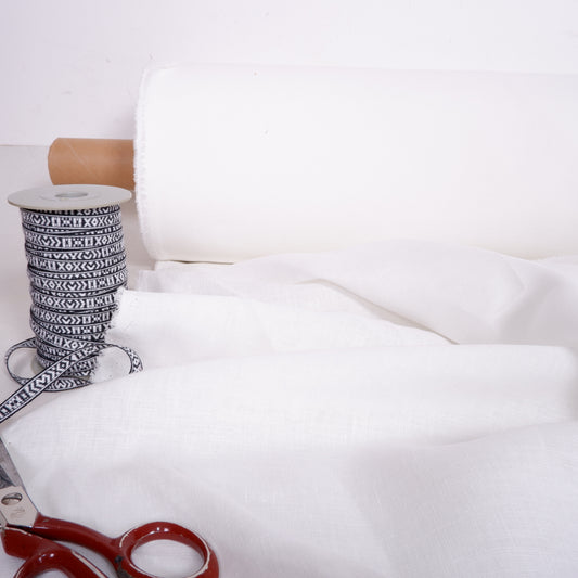 290 cm WIDE - White linen fabric - T028M