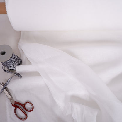 290 cm WIDE - White linen fabric - T028M
