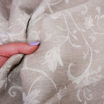 Jacquard - Natural Floral - linen fabric - T029M