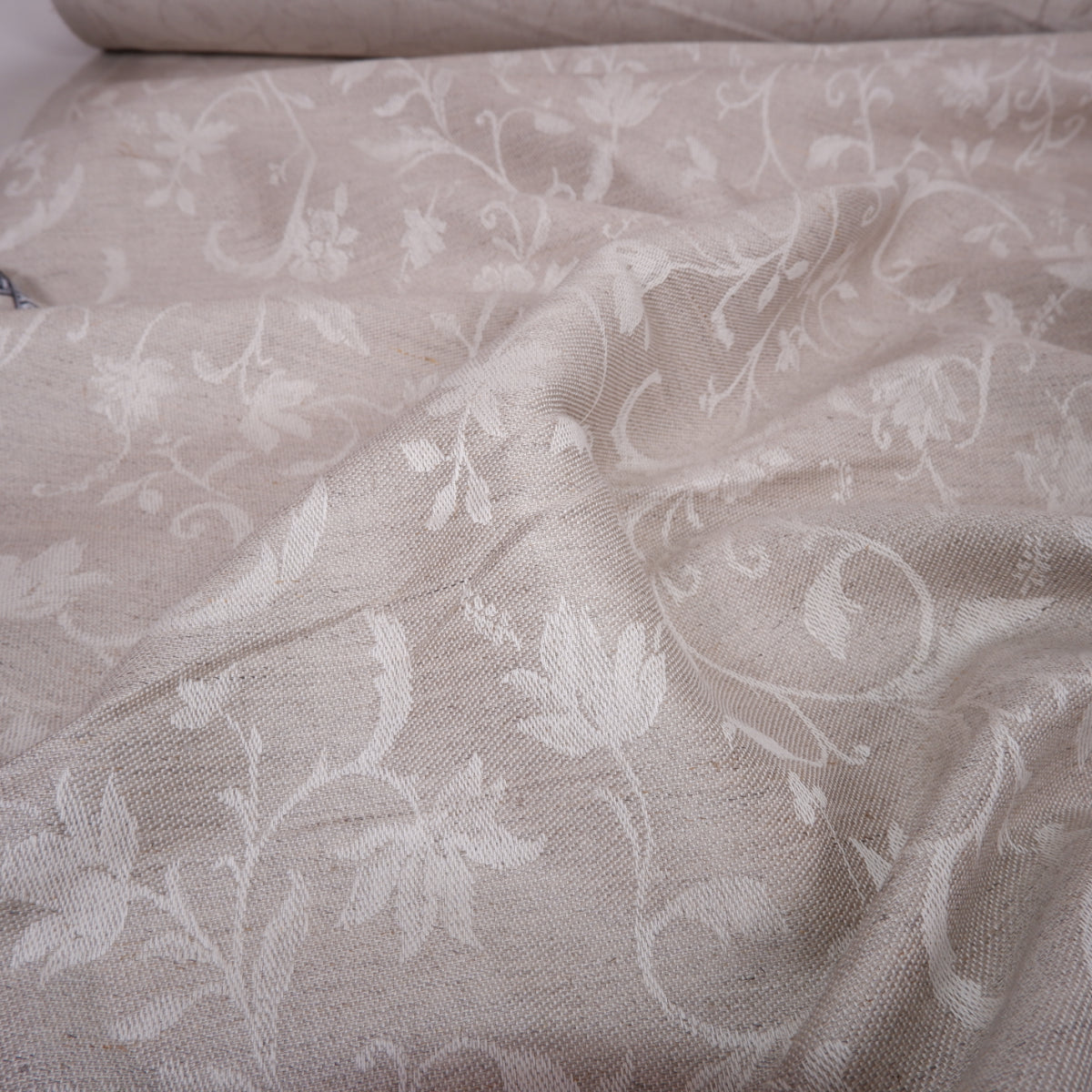 Jacquard - Natural Floral - linen fabric - T029M