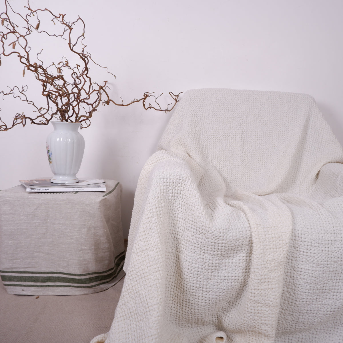 Sand Brown - linen blanket - bed cover
