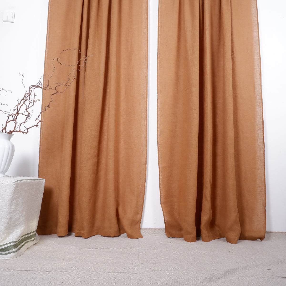 Bronze - Sheer Linen curtain - with rod pocket