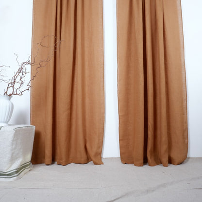 Bronze - Sheer Linen curtain - with rod pocket