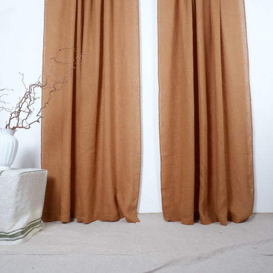 Bronze - Sheer Linen curtain - with rod pocket