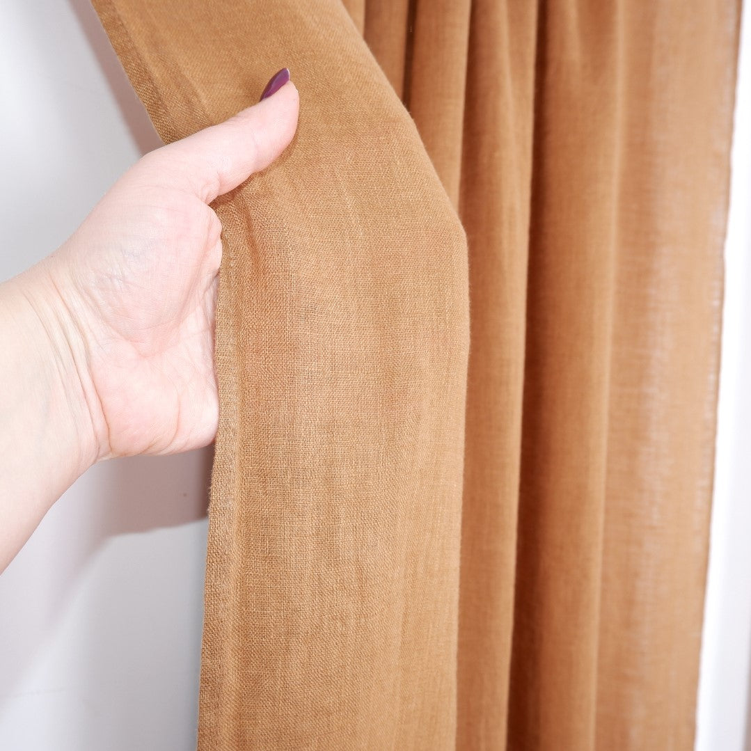 Bronze - Sheer Linen curtain - with rod pocket
