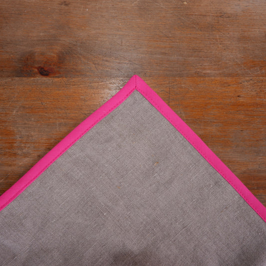 Natural linen napkin -  Pink hem