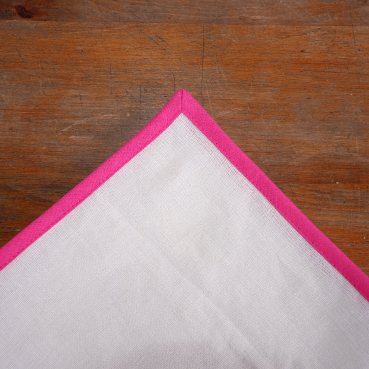 Natural linen napkin -  Pink hem