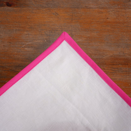 Natural linen napkin -  Pink hem