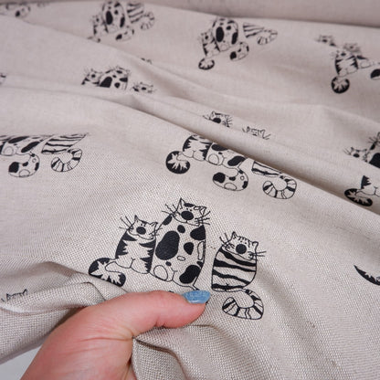 Print - Three cats - linen cotton blended fabric - 963P