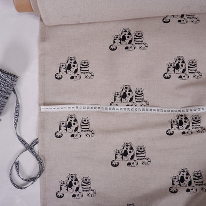 Print - Three cats - linen cotton blended fabric - 963P