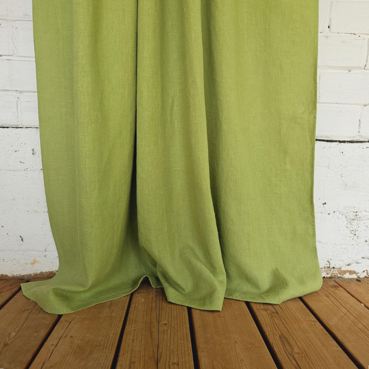 Pear green - linen curtains - with rod pocket