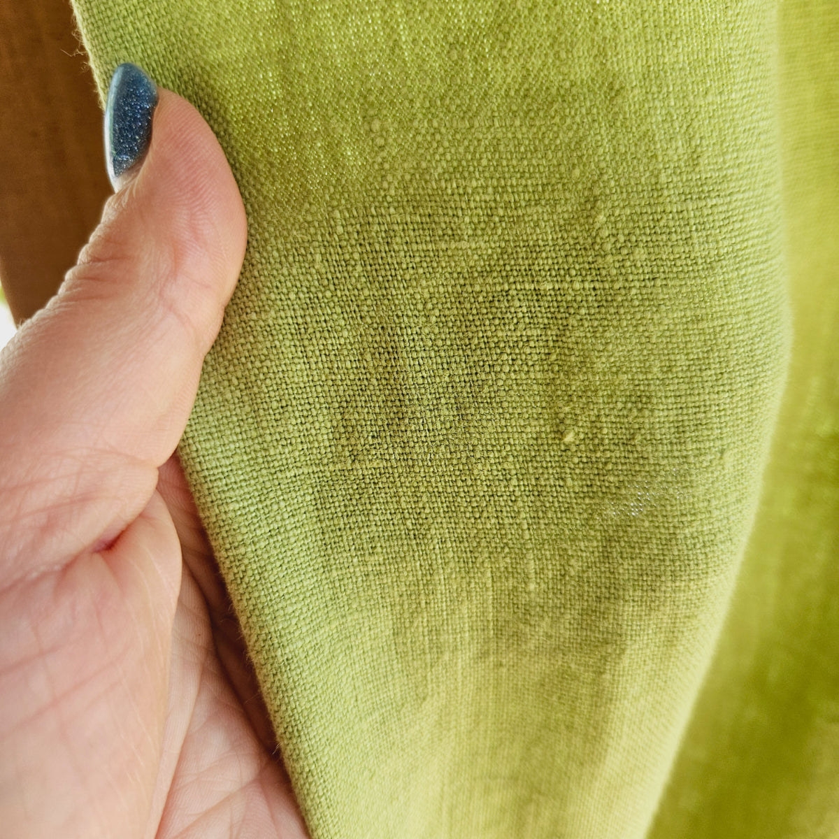 Pear green - linen curtains - with rod pocket