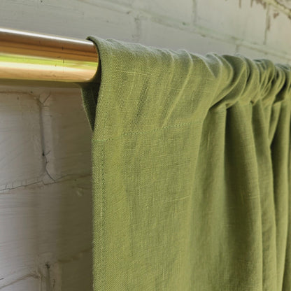 Pear green - linen curtains - with rod pocket