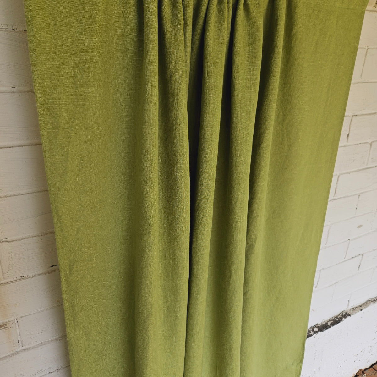 Pear green - linen curtains - with rod pocket