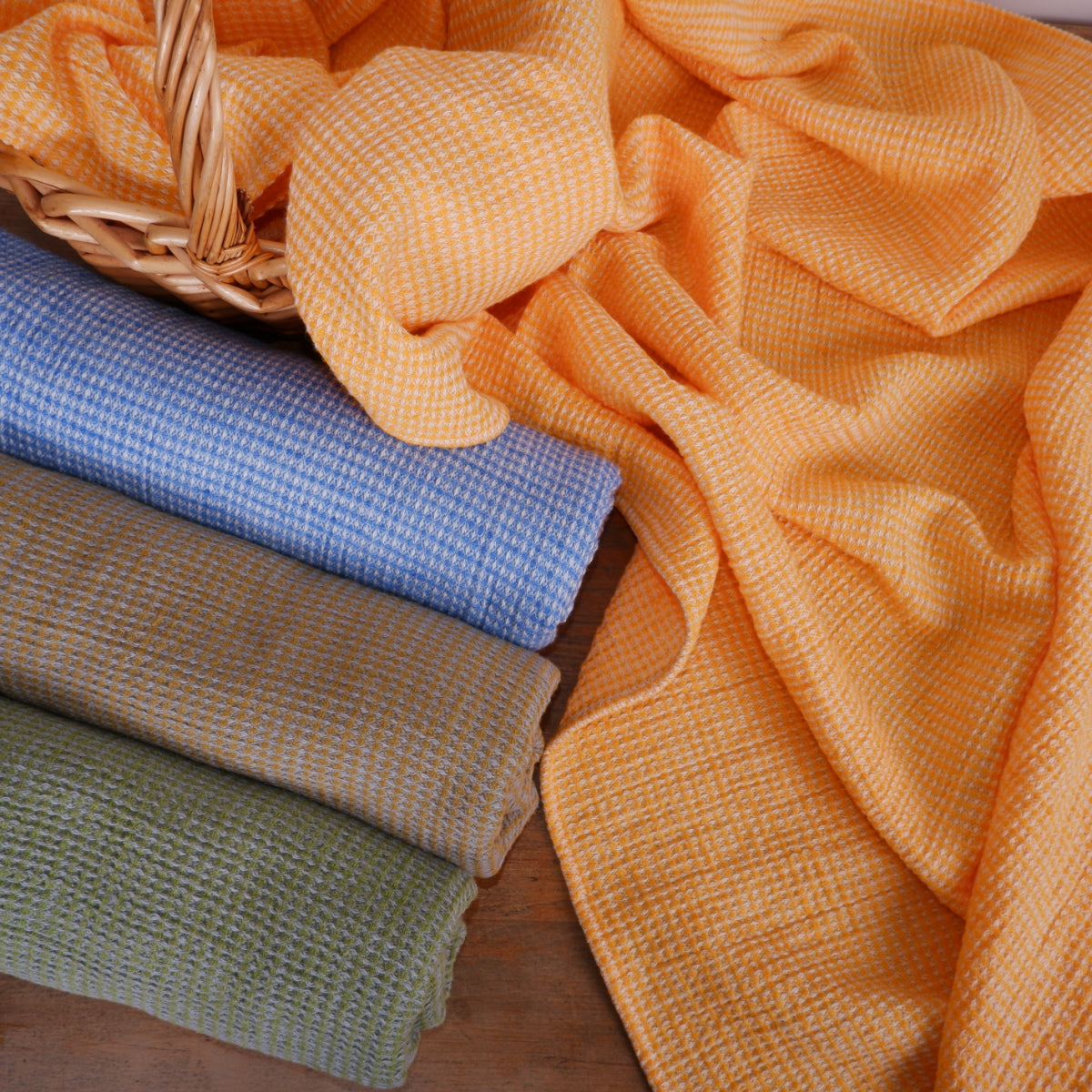 Waffle Orange  - Linen cotton blended - bath towel