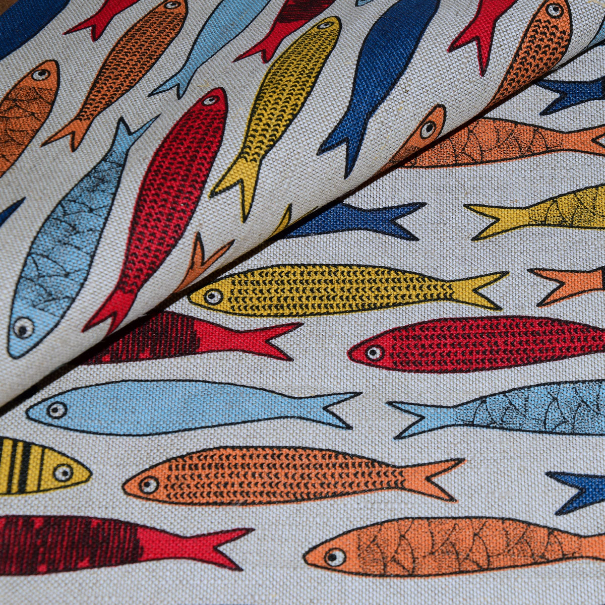 Print Fish -  Linen cotton blended fabric - 961P
