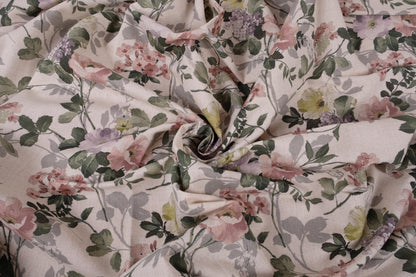 Linen fabric cuts - Floral print ecru - 120LP - 150x170cm