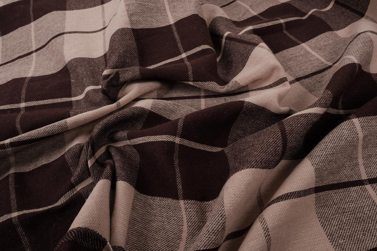 Tartan brown  - extra wide heavy linen - 196R
