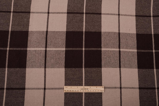 Linen fabric cuts - Tartan brown  - extra wide heavy linen - 196R - 60x215cm