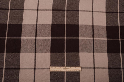 Tartan brown  - extra wide heavy linen - 196R