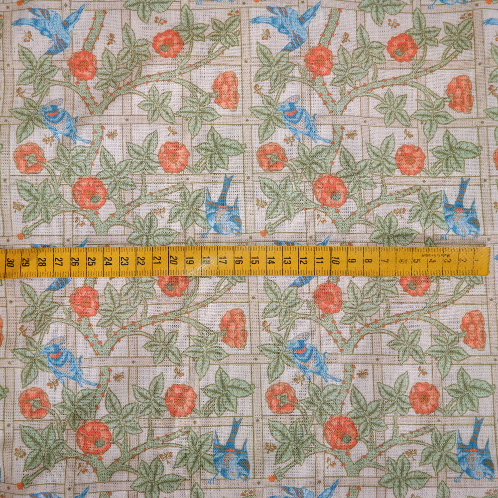 Floral linen fabric - William Morris Trellis WM211A