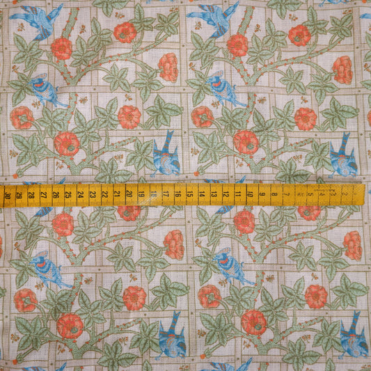 Floral linen fabric - William Morris Trellis WM211A
