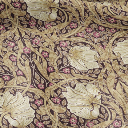 100% LINEN fabric - William Morris Pimpernel beige purple - British Victorian Art Craft flax - sewing home decor or clothing 383
