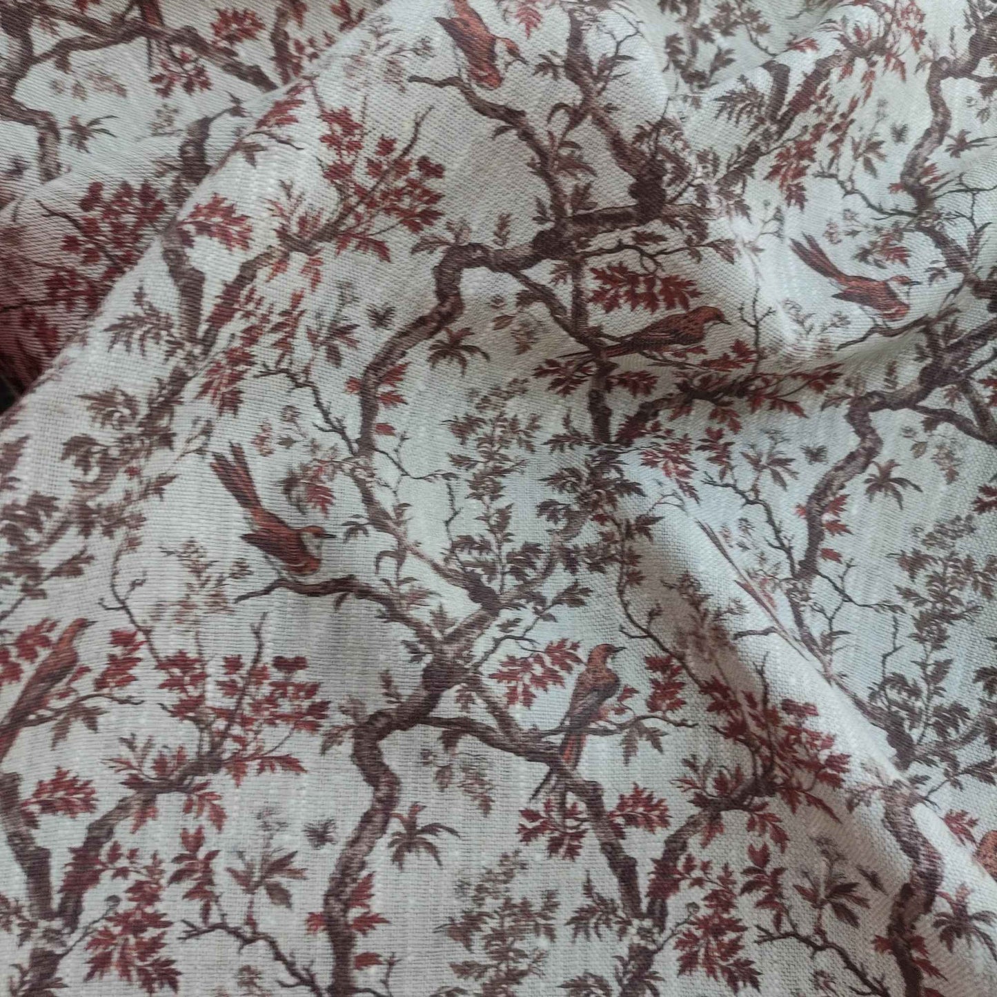 Linen fabric with Toile de Jouy Mapple  in brown LL310P - 100% linen