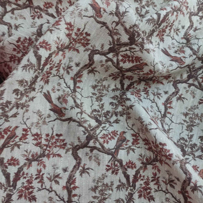 Linen fabric with Toile de Jouy Mapple  in brown LL310P - 100% linen