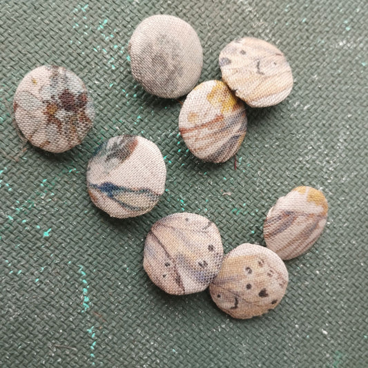 Linen Buttons in Beige floral  9901P