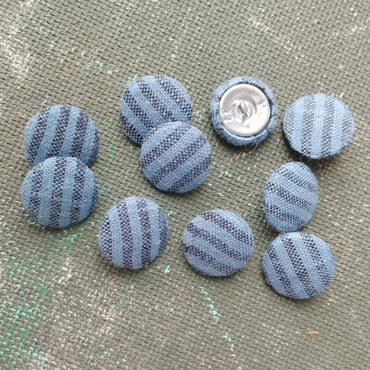 Linen Buttons in blue black striped