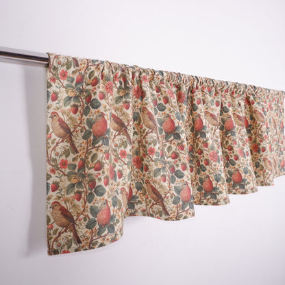 Exclusive linen curtains - Strawberries and Birds print