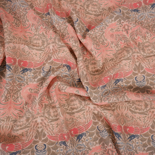 Printed linen fabric - Dragon Pink LL343P