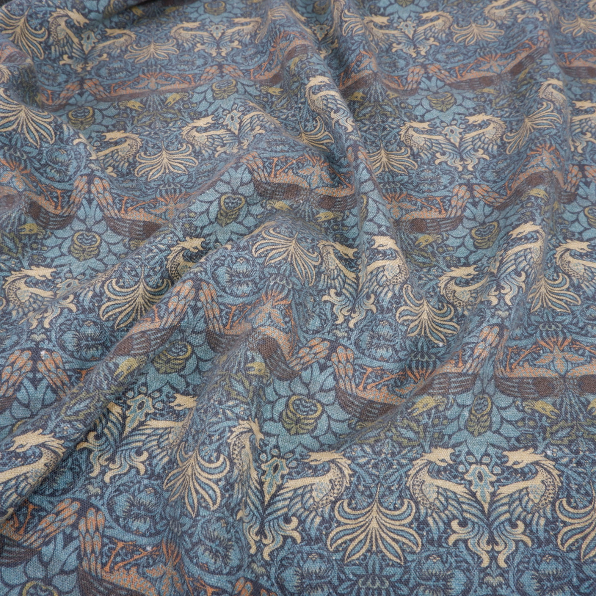 Printed linen fabric - Dragon Blue LL344P
