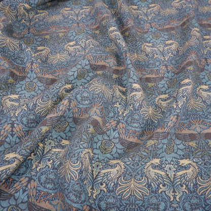 Printed linen fabric - Dragon Blue LL344P