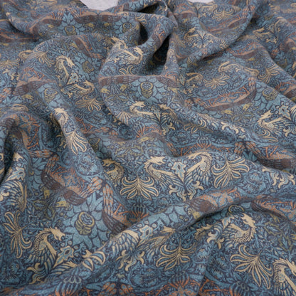 Printed linen fabric - Dragon Blue LL344P