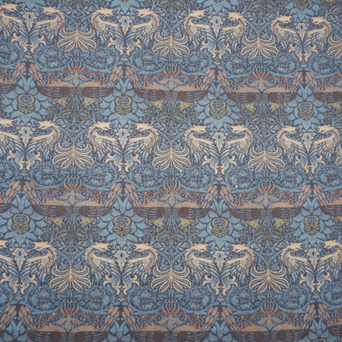 Printed linen fabric - Dragon Blue LL344P